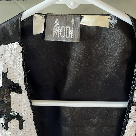 Vintage Modi Sequin Vest Horse black white and red Womens Size Medium - Picture 2 of 5